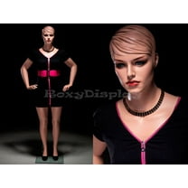 Plus Size Female Mannequin with Molded Hair and Metal Base – Fleshtone Fiberglass Display – MZ-AVIS2