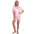 thumbnail image 2 of DAKIMOE Womens Silk Satin Pajama Set Valentines Pajamas Short Sleeve Shirt with Shorts 2 Piece Pjs Sets Soft Silky Sleepwear Nightwear Button-Down Loungewear S-XL, 2 of 7