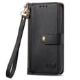 thumbnail image 2 of For Samsung Galaxy S25 5G Leather Phone Case Wallet Zipper Pocket Pouch Folio Flip Cover Kickstand, Multi Anti-theft Card Holder Cash Slot, Double Magnetic Buckle, Wrist Lanyard,Black, 2 of 12