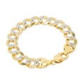 thumbnail image 3 of Nuragold 10k Real Yellow Gold Solid Cuban Curb Link 12.5mm Diamond Cut Pave Chain Bracelet (8"-9") Two Tone Italian Jewelry for Men, 3 of 10