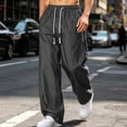 thumbnail image 2 of Mens Joggers Casual Loose Drawstring Elastic Waist Wide Leg Pants Outdoor Sport Cropped Pants with Pockets, 2 of 10
