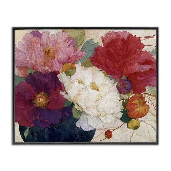 Haiku Ornate Flower Petals Black Framed Giclee Art, design by Annabelle Hall