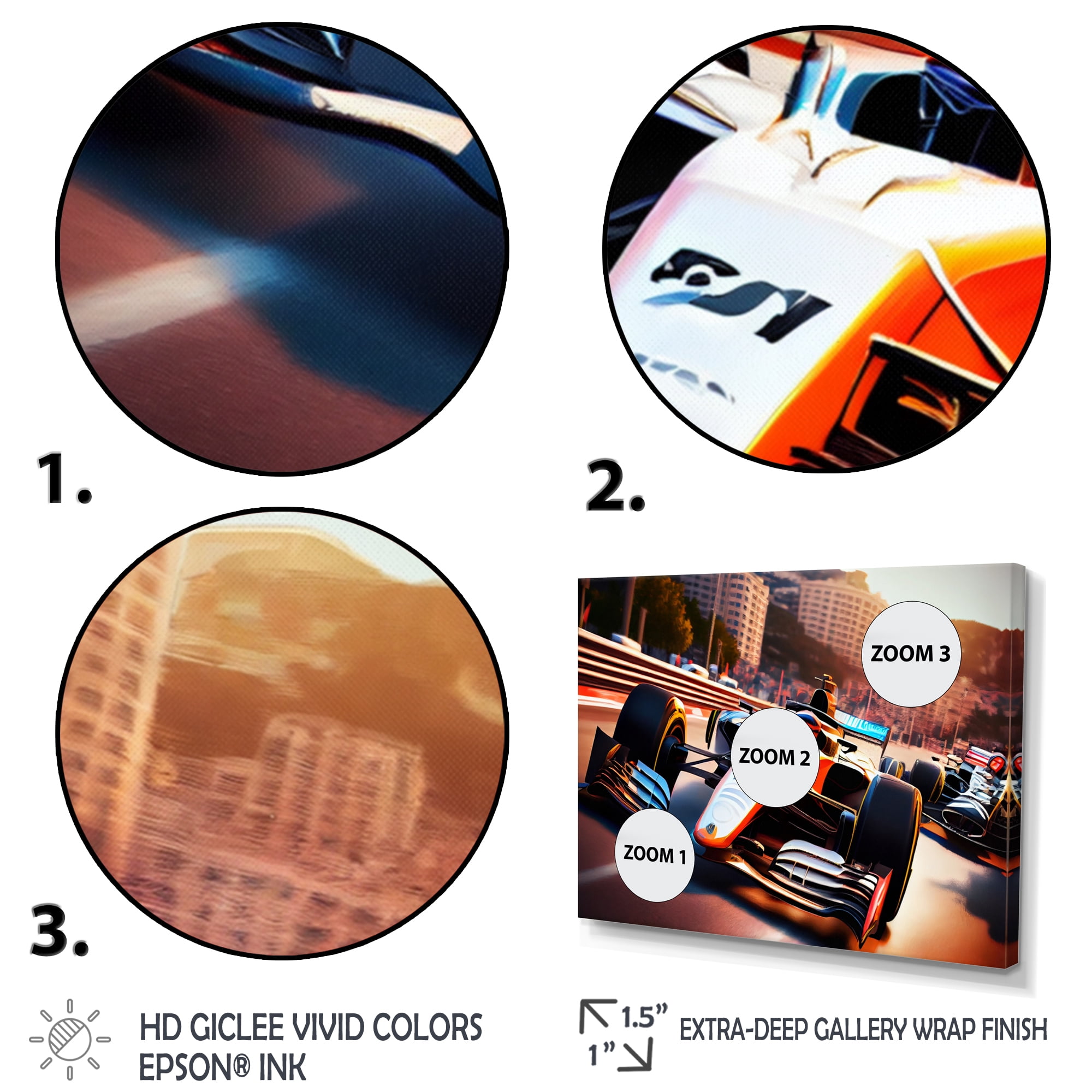 Designart Racing car in Monaco GP XI Canvas Wall Art