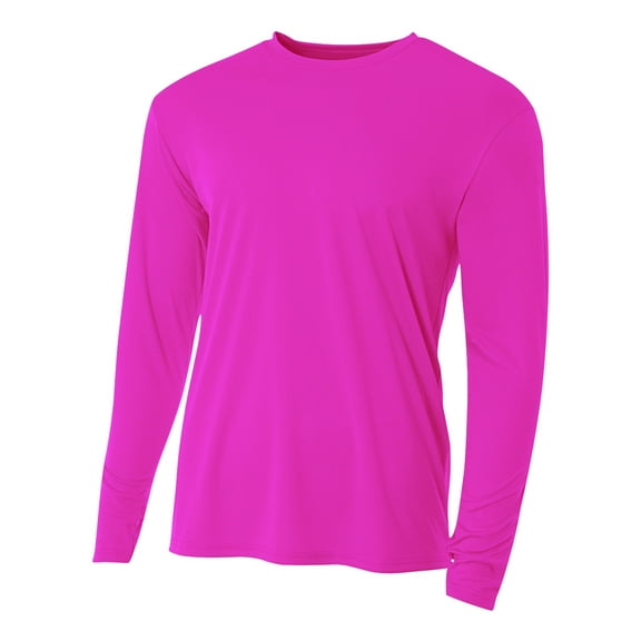 A4 N3165 Mens Cooling Performance Long Sleeve Crew - Fuchsia - XL