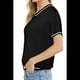 thumbnail image 3 of Tops de Mujer, Camisetas Casuales de Corta A , Suéter de Punto con Cuello Redondo. Negro XL, 3 of 10