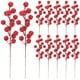 thumbnail image 1 of 12 PCS Tallos de bayas rojos artificiales Tallos de bayas rojos falsos de plástico Picks para Navidad, 1 of 6
