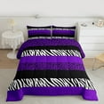 thumbnail image 2 of Manfei Zebra Cheetah Print Bedding Comforter Set, Geometric Stripe Twin Comforter Sets, Purple White Black Aesthetic Bedding Set for Girls, Super Cozy Room Decor 2-Piece, 2 of 8