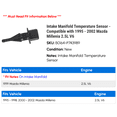 thumbnail image 2 of Intake Manifold Temperature Sensor - Compatible with 1995 - 2002 Mazda Millenia 2.5L V6 1996 1997 1998 1999 2000 2001, 2 of 2