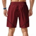 thumbnail image 4 of YLSDY Fashion Men Athletic Shorts Summer Elastic Waist Drawstring Casual Lightweight Color Block Beach Short Pants with Zip Pockets Wine XXL, 4 of 8