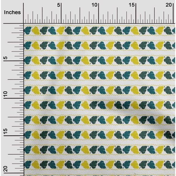 oneOone Viscose Chiffon Dark Teal Green Fabric Leaves Block Sewing Material Print Fabric By The Yard 42 Inch Wide