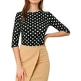 thumbnail image 5 of Unique Bargains Women's Halloween Costume 1/2 Sleeve Round Neck Floral Top L Black-Dots, 5 of 8