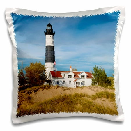- 3dRose Big Sable Point Lighthouse, Lake Michigan, Ludington, Michigan - Pillow Case, 16 by 16-inch