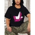 thumbnail image 1 of Women's Fashion Glittering Rhinestone High Heel Print T-Shirt, Casual Style, Round Neck Short Sleeve Top - Sparkly And Stylish, 1 of 7