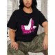 thumbnail image 1 of Camiseta de mujer con estampado de tacones altos y brillantes, estilo casual, cuello redondo y manga corta. Brillante y elegante, ideal para el tiempo libre., 1 of 7