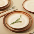 thumbnail image 2 of Ceramic Dinnerware Sets for 6, 18 Pieces Stoneware Plates and Bowls Sets, Chip and Crack Resistant Dishes, Dishwasher & Microwave Safe Dishware Sets, Brown Yellow, 2 of 7