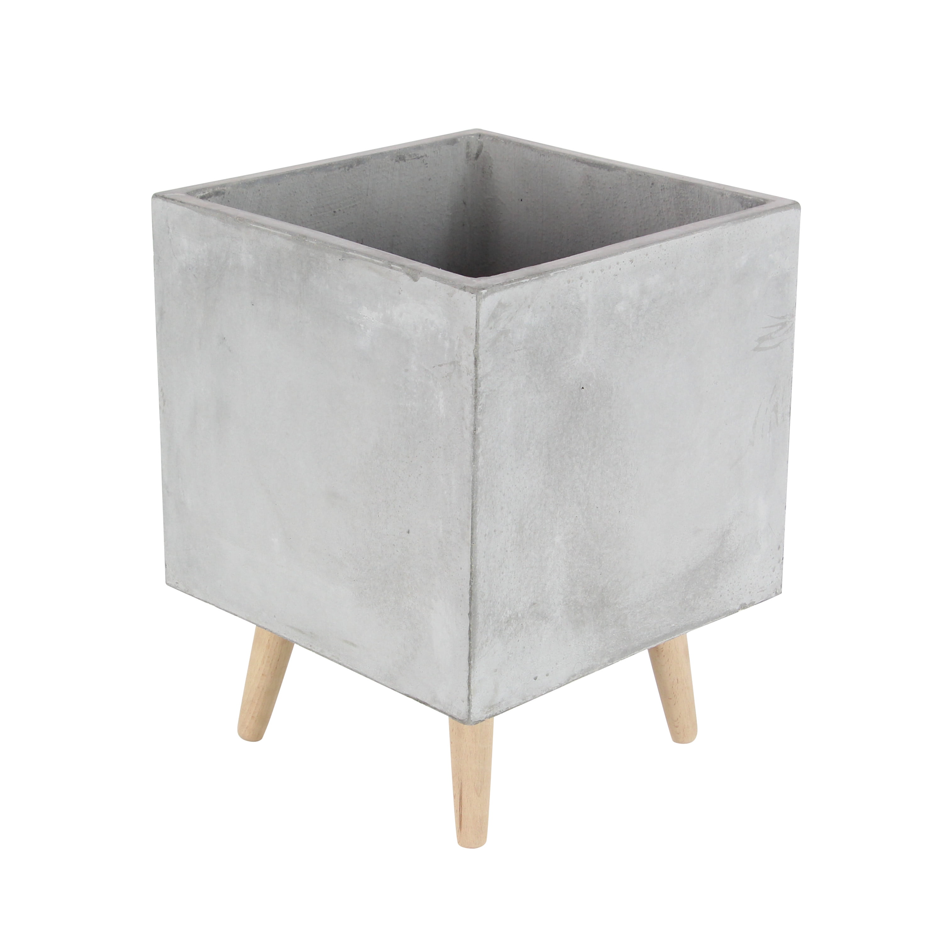 DecMode Fiber Contemporary Clay Planter, Grey, Set of 2