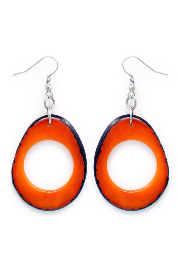 Slices Tagua Earrings Orange Handmade Fair Trade
