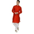 thumbnail image 1 of Men's Silk Blend Indian Wear Basic Solid Kurta Churidaar Sherwani..., 1 of 4