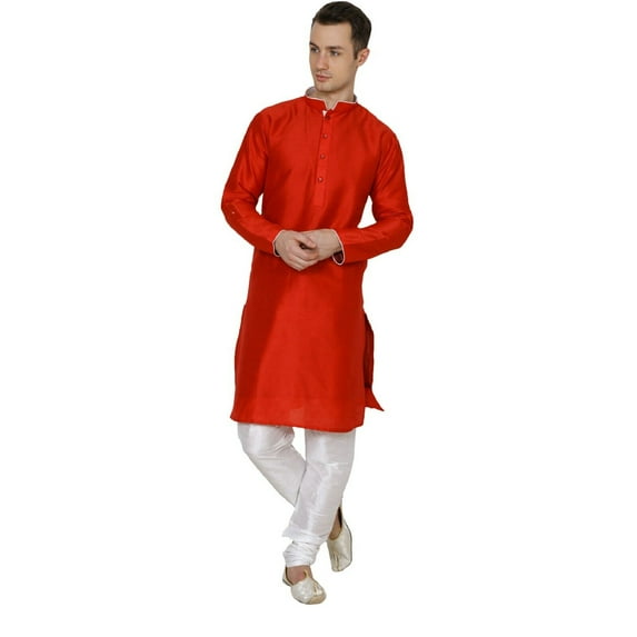 Men's Silk Blend Indian Wear Basic Solid Kurta Churidaar Sherwani...