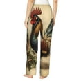 thumbnail image 2 of Women Pajama Pants Casual Lightweight Lounge Yoga Bottoms, Vintage Rooster Art, 2 of 5