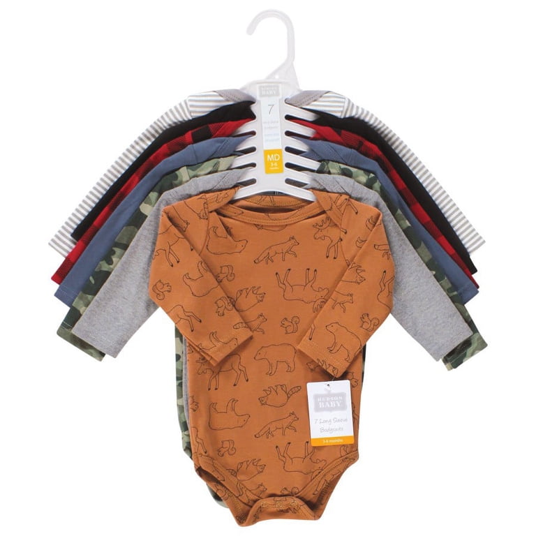 Hudson Baby Long-Sleeve Bodysuits, 7-Pack, Into the Woods photo 2
