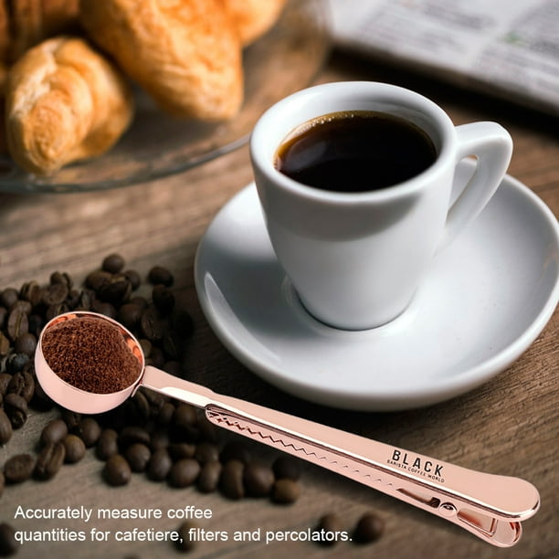 Cuchara Medidora de Café, Sellado de Bolsas, Diseño de Clip Largo, Cuchara Medidora de Café de Acero inoxidable, Juego de Cuchara Medidora de Café Con Largo Para Montaje En