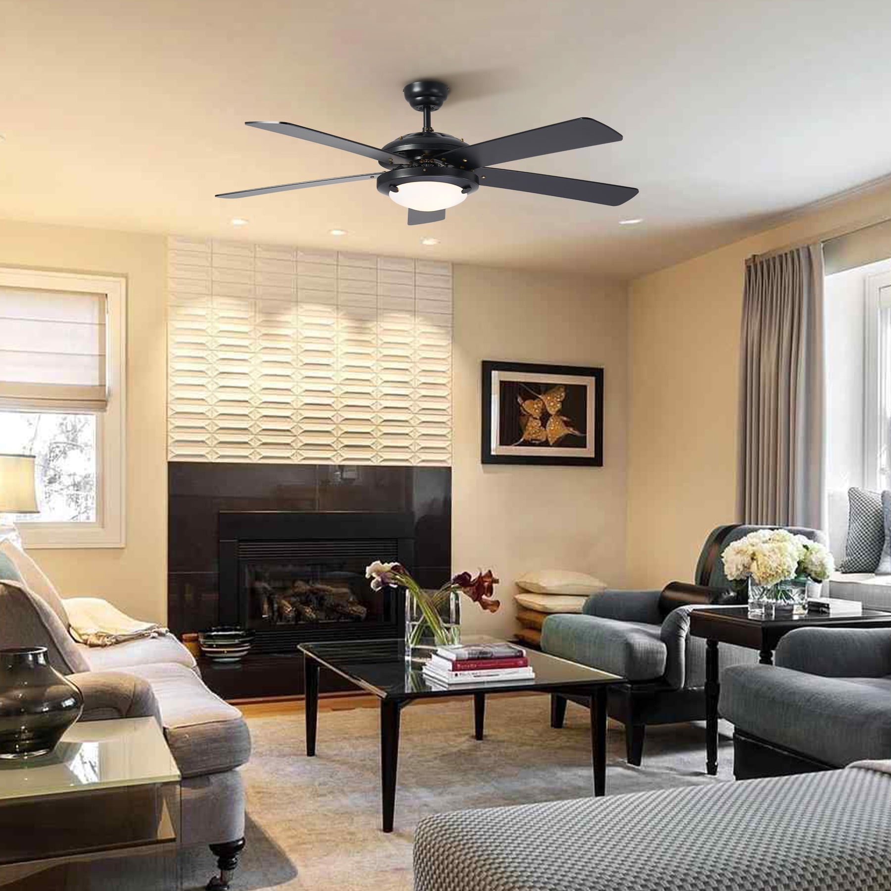 UL Listed 52'' Indoor Ceiling Fan With Remote Control &  LED Light 