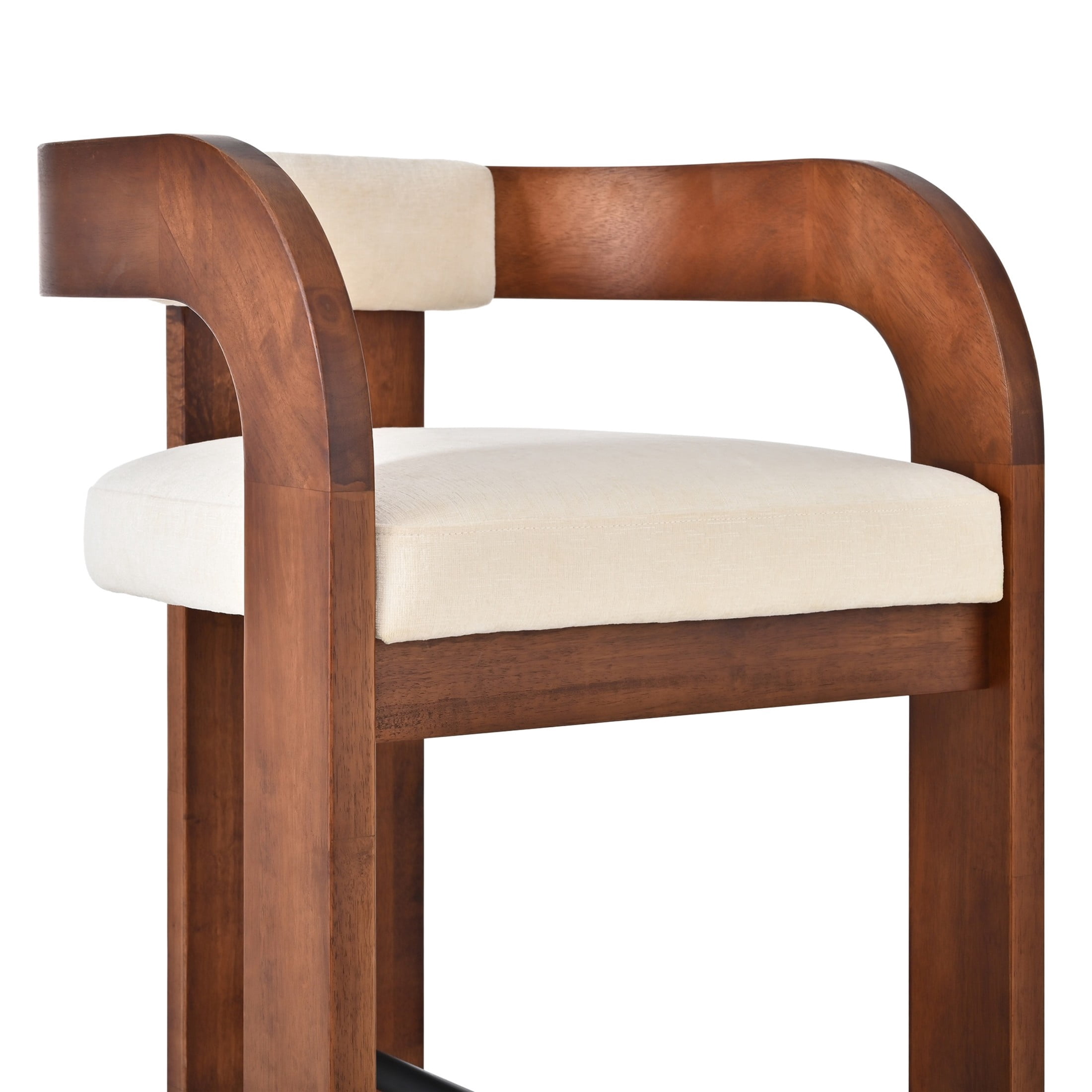Christopher Knight Home Modern Wood Curved Counter Stools with Beige Upholstery, Dark Brown, Set of 4