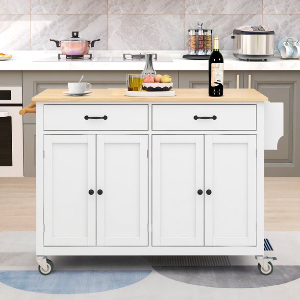 Farmhouse Kitchen Island Microwave Carts with storage for Home and