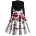 thumbnail image 4 of Women's Casual Fashion Long Sleeve Christmas Graphic Printed Vintage Long Dresses with Round Neck, Fall and Winter Casual Wear for Festive Occasions,White,4XL, 4 of 4