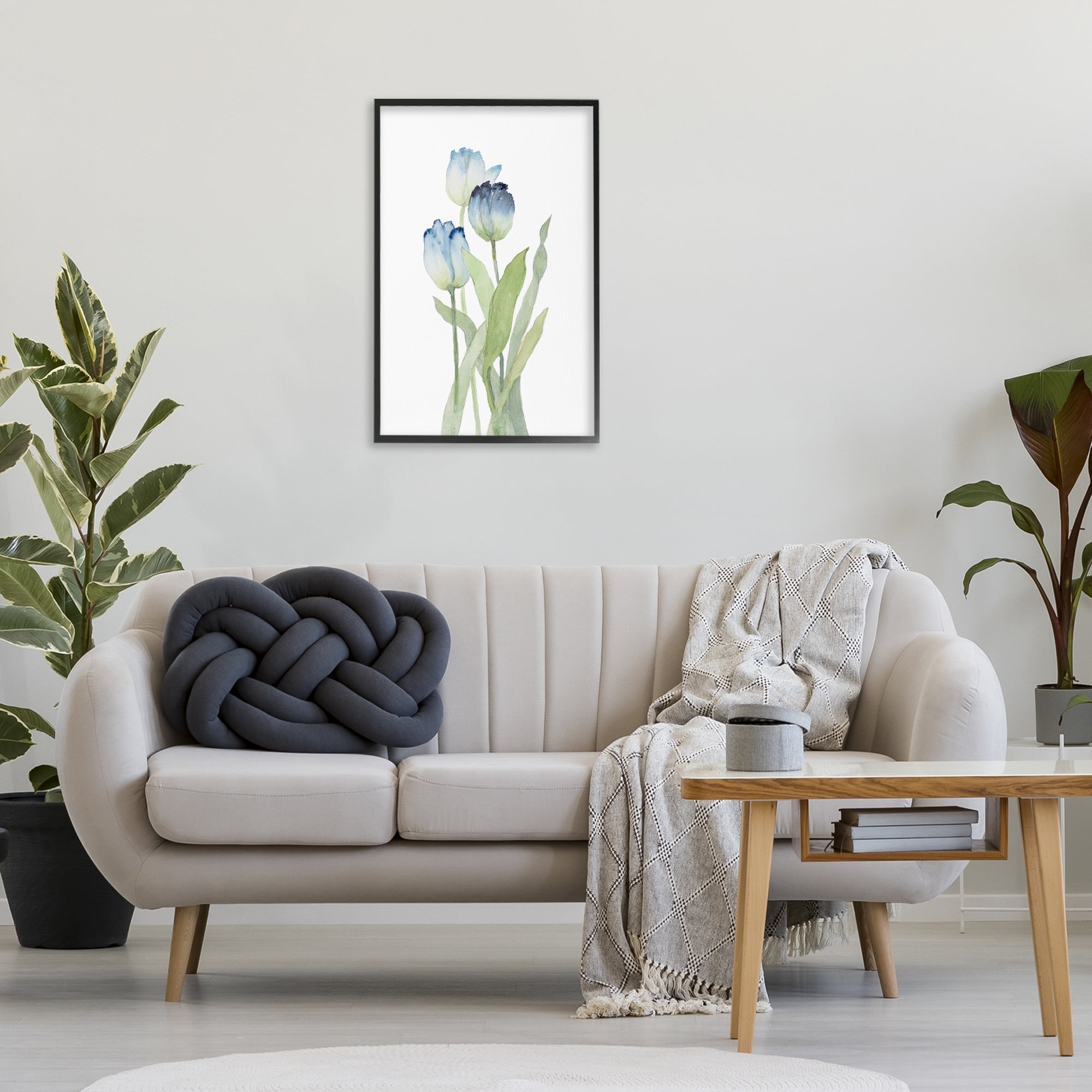 Stupell Industries Blue Garden Tulips Botanical & Floral Painting Black Framed Art Print Wall Art, 20 x 30