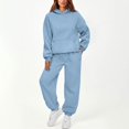 thumbnail image 2 of Trgacdwlo Womens Sweatsuits 2 Piece Set Tracksuit Plain Hoodie with Cuffed Jogger Sweatpants Fall Winter Matching Sweat Set Light Blue M, 2 of 6