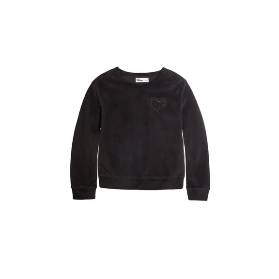 Toddler Girls Holiday Velour Sweatshirt Deep Black 2T
