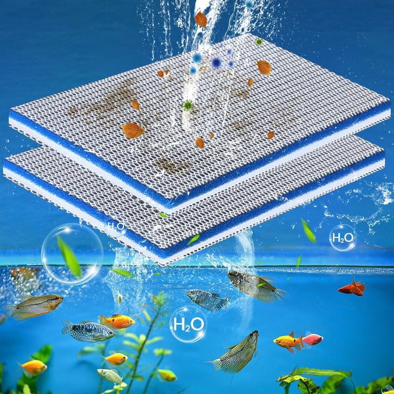 Professional 8D High Density Fish Tank Filter Foam, Aquarium Filter Floss, Filter Foam Sponges, Washable and Reusable Filter Floss for Fish Tank Filters