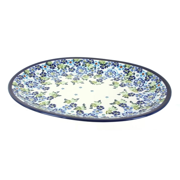 Blue Rose Polish Pottery Vintage Violet Large Serving Platter
