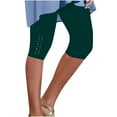 thumbnail image 3 of DDAPJ pyju Womens Rhinestone Leggings Butter Soft Stretch Yoga Pants Dressy Casual Summer Knee Length Tights 70% off Clearance Sale Green XL, 3 of 6