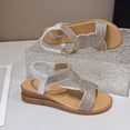 thumbnail image 4 of Narveanno Wedge Sandals for Women Bohemia Rhinestone Open Toe Roman Heel Summer Dressy Women's Beach Casual Shoes Silver 7, 4 of 7
