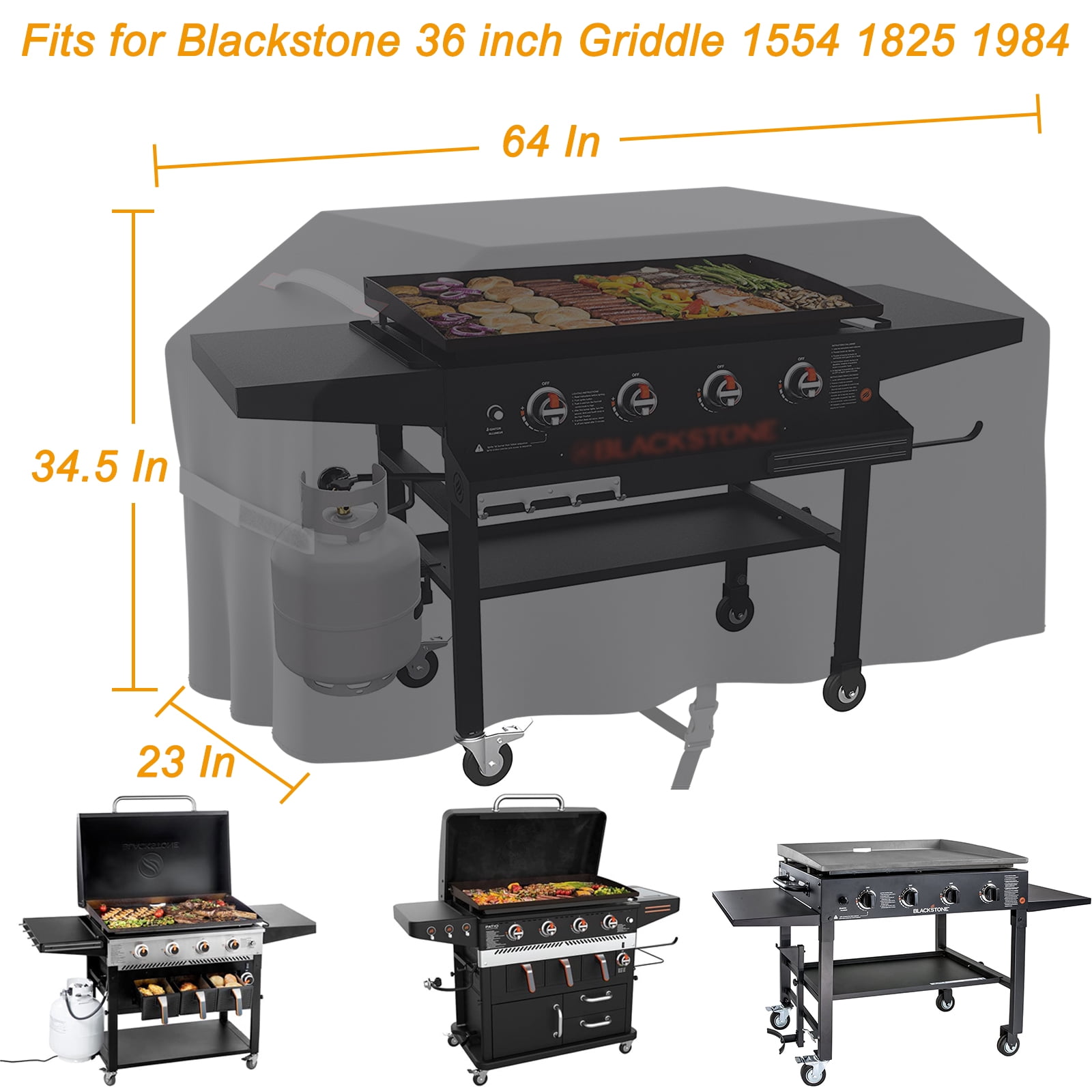 36 Inch Griddle Cover Fits for Blackstone 36 inch Griddle 1554 1825 1984,  Fit Blackstone 36 inch Cooking Station 4 Burner Flat Top Gas Grill Cover