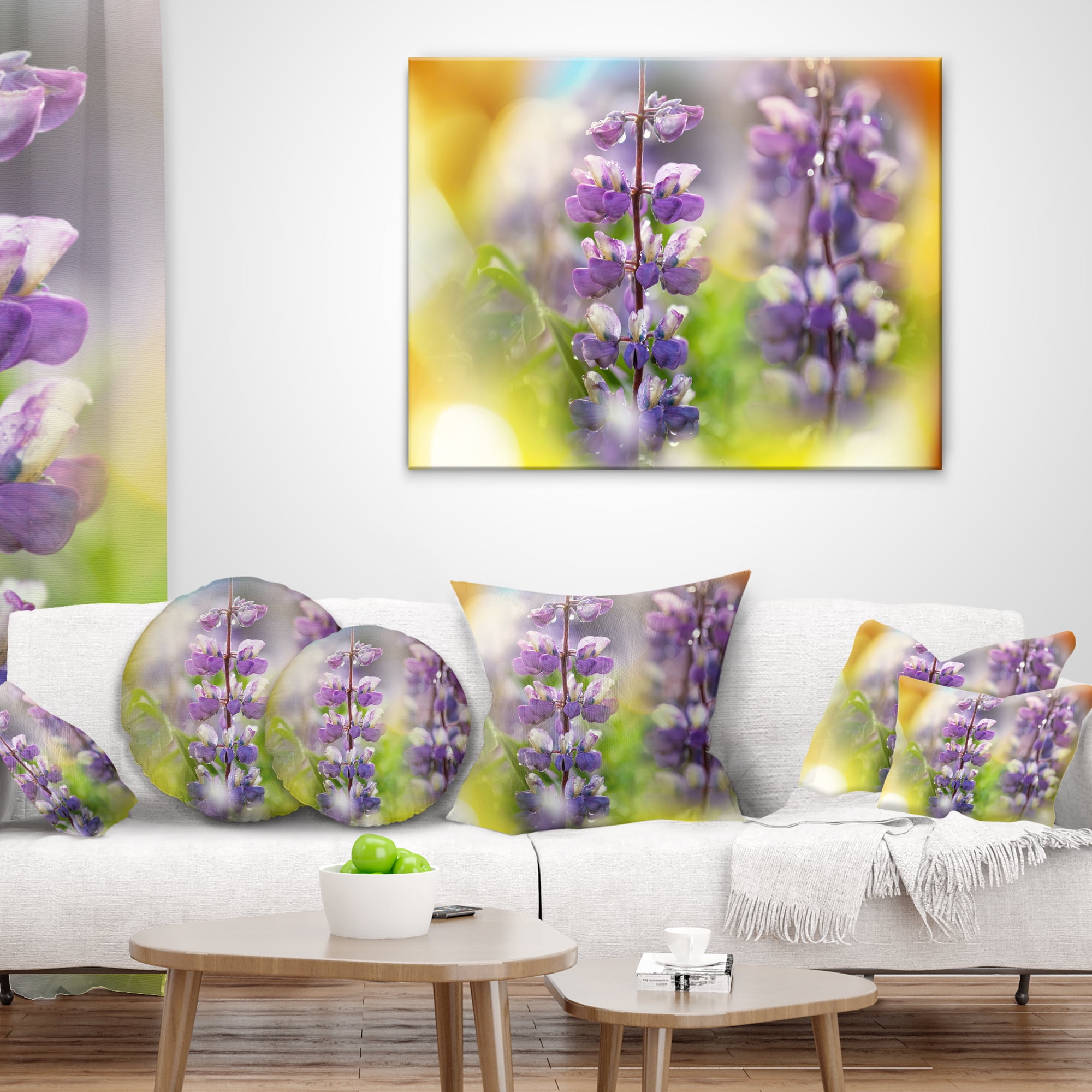Designart Beautiful Blue Lupin Flowers - Flower Throw Pillow - 12x20