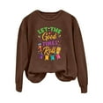 thumbnail image 4 of Baberdicy Mardi Gras 2024 Let the Good Times Rall Women's Letter Printed Crewneck Sweatshirts Long Sleeve Top Mardi Gras Shirts for women, 4 of 4