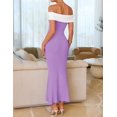 thumbnail image 4 of Vestido largo ZESICA 2025 para verano con hombros descubiertos, color lila, 4 of 6