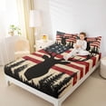 thumbnail image 4 of Homewish Safari Deer Silhouette Twin Sheet Sets,American Flage Pattern Twin Fitted Sheet,Red Beige Black Flat Sheet For Boys Teens,Super Cozy Room Decor,3 Pieces, 4 of 7