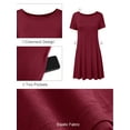 thumbnail image 4 of Chiclily Women's Summer Dresses Casual T Shirt Dresses Burgundy Small Short Sleeve Flowy Beach Sundress with Pockets, 4 of 9