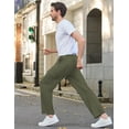 thumbnail image 4 of Pinspark Men's Baggy Cargo Sweatpants Open Bottom Straight Leg Loose Fit Drawstring Waist Deep Pockets, 4 of 6