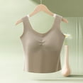 thumbnail image 5 of Gfyviroh Tank Tops for Women Seamless Plus Size Chest Padded Undershirts Crewneck Sleeveless Pleated Loungewear Tops, 5 of 9