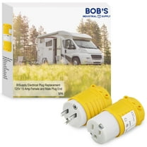 BISupply Electrical Plug Replacement - 125V 15 Amp Female and Male Plug End 5pk