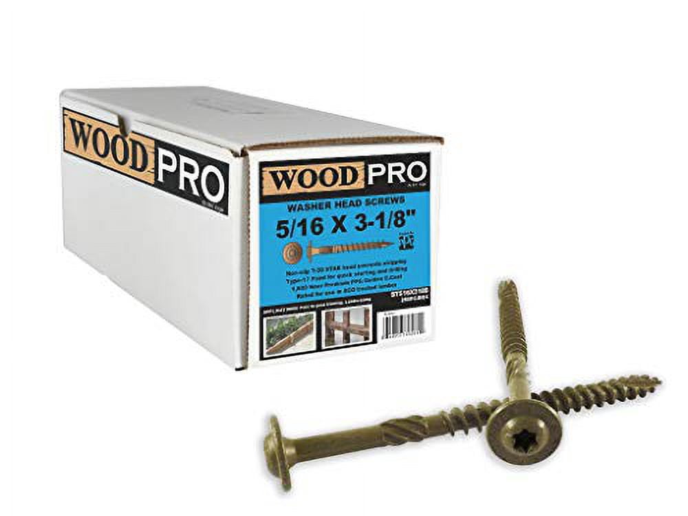 WoodPro Fasteners ST516X318B 5/16-Inch by 3-1/8-Inch Length Round Washer Head Exterior Wood Screws, 250-Pack