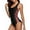 Black, variant on Women's X Back One Piece Athletic Swimwear Printed Training Slimming Bathing Suit