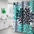 thumbnail image 2 of Turquoise Shower Curtain for Bathroom Waterproof Polyester Fabric Floral Shower Curtain Dahlia Flower Print Decorative Teal Bathroom Curtain Set with Hooks 72"x72", 2 of 6