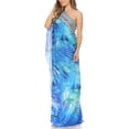 thumbnail image 3 of Sakkas Dora Women's One Shoulder Short Sleeve Casual Elegant Maxi Dress with Print - LVB235-Blue - One Size Regular, 3 of 5